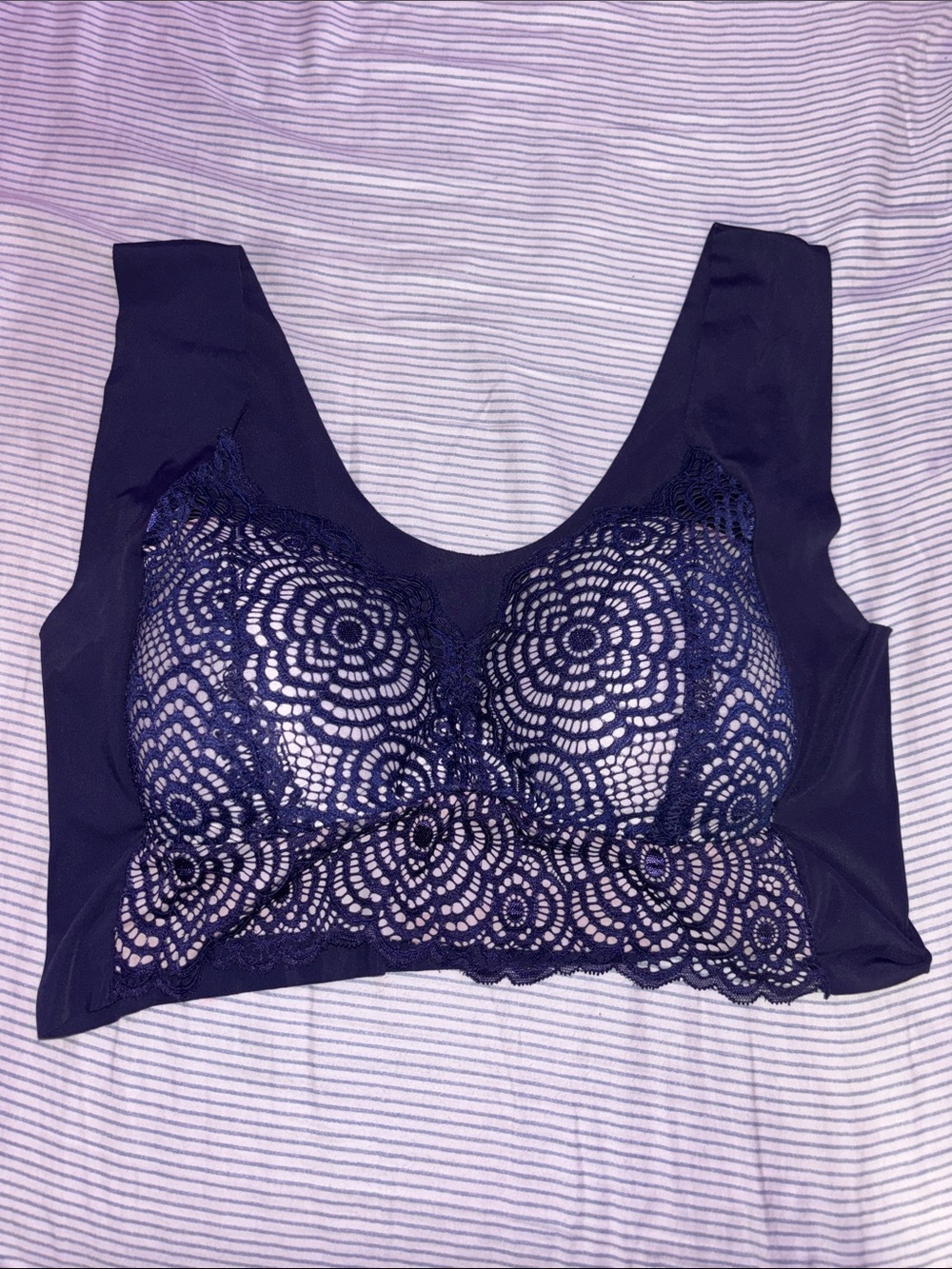 5XL Lace Bralette Tank in Deep Navy